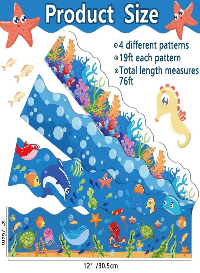 VABAMNA 76Ft Ocean Bulletin Board Borders, Summer Ocean theme Classroom Bulletin Board Decorations, Under The Sea Trim Borders for School Supplies Classroom Door Wall Decor, Blue - Image 3